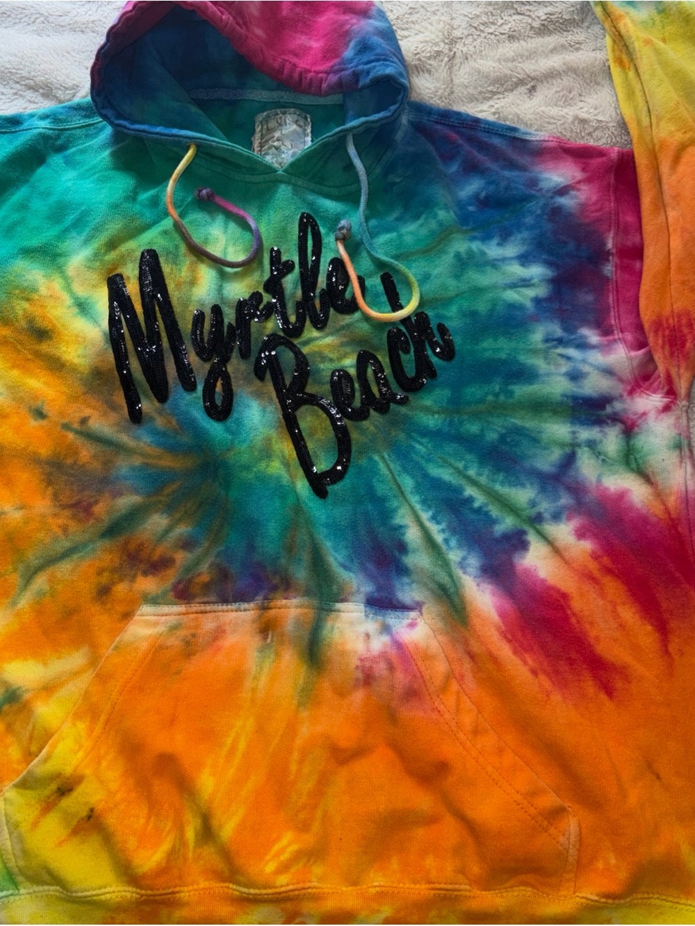 Exist Women's Pink Tye-Dyed Beach Cover-Up  Hoodie Size L,